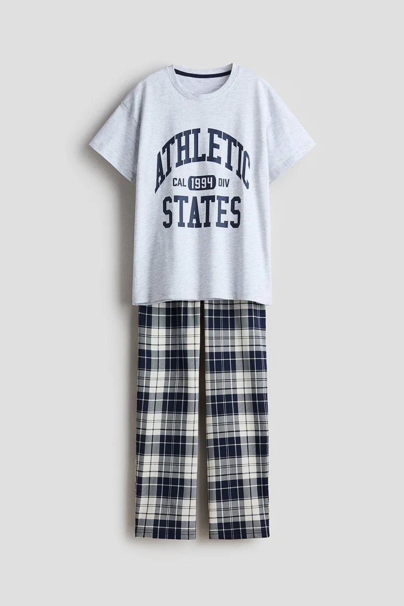 اتش اند ام بيجاما من القطن مزينة بطبعة